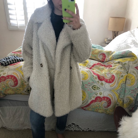 Beige Fur Shearling Coat - Picture 3 of 6